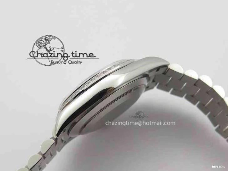 MiroTime 0116 Minimalist Day Date 40mm SS BP Maker Best Edition Diamond Bezel Silver Dial On SS Bracelet A 3697